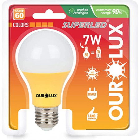 Lâmpada LED Colors Ourolux 7W Amarela