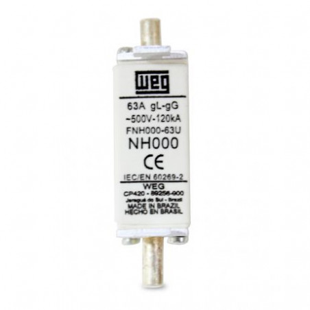 Fusível NH Retardado T000 63A 500V FNH000-63 - WEG