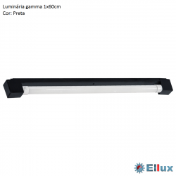 Perfil Para 1 Lâmpada LED 60 cm Preto - Ellux