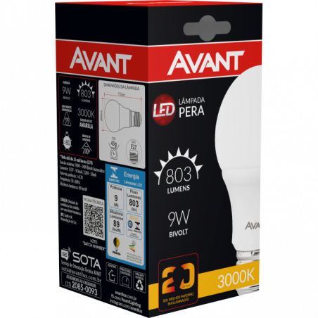 Lâmpada LED Avant 9W Branca Quente