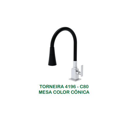 Torneira 4196 C-34 Lavador Giratorio Mesa 1/4 Volta Preto - Metalplas