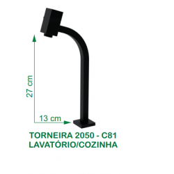 Torneira 2050 C-81 Lavatorio 1/4 Volta Preto - Metalplas