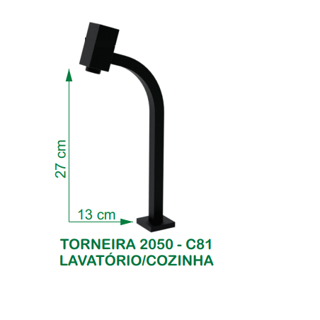 Torneira 2050 C-81 Lavatorio 1/4 Volta Preto - Metalplas