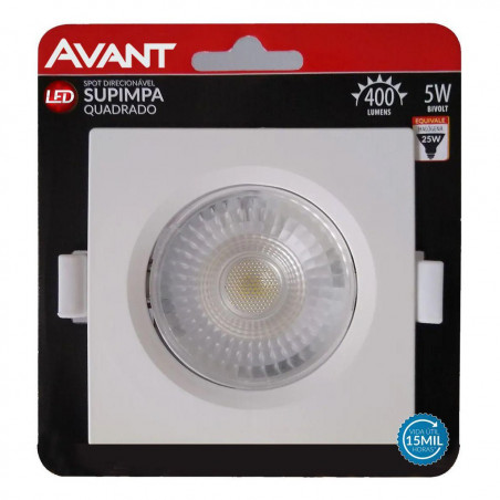 Spot Embutir LED Quadrado 5W 6500K - AVANT