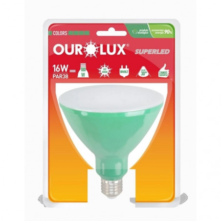 Lâmpada LED PAR38 Ourolux 16W Verde