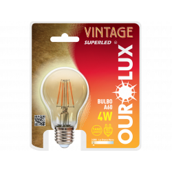 Lâmpada LED Vintage A60 Ourolux 4W Branco Quente