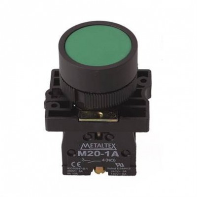 Botão Comando Plastico 22mm - 1NA Verde - Metaltex ou Similar