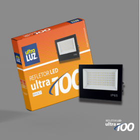 Refletor LED 100W 6500k Bivolt Externo Preto Ultra Luz