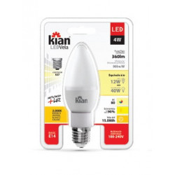 Lâmpada LED Vela Kian 4W Leitosa Branca Quente E14/E27