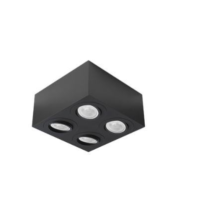 Spot de Sobrepor Sura Face Plana Quadrado PRETO PAR20 - Revoluz