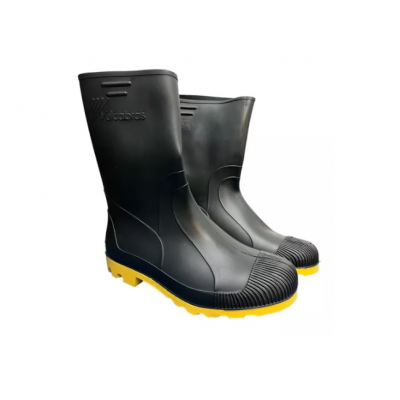 Bota Vulcabras Pvc Preta Com Solado Amarelo Cano Médio Tamanho 40