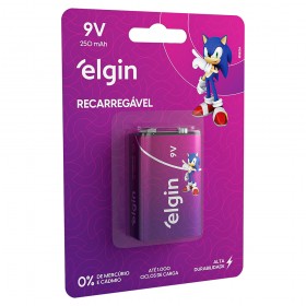 Bateria 9V Alcalina Recarregável - Elgin