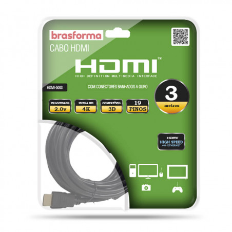 Cabo HDMI de Alta Definição 2.0 com 3m