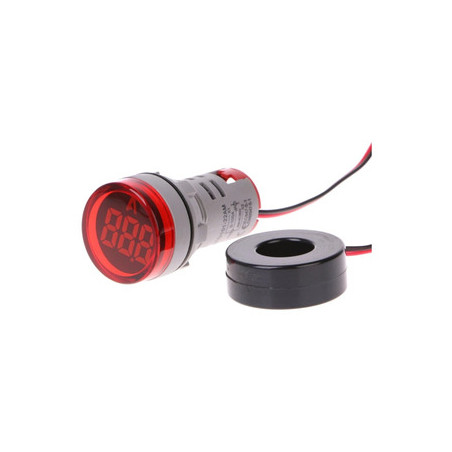 Amperímetro Digital 22mm 0-100A Vermelho C/ TC