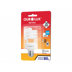 Lâmpada Fluorescente Espiral Ourolux 15W 127V Branco Quente