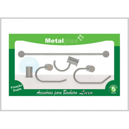 Kit Banheiro Inox Luxo 5 Peças - Metalplas