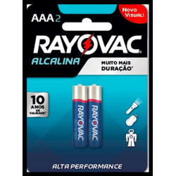 Pilha Alcalina Palito AAA Com 2 Unidades Rayovac ou Similar