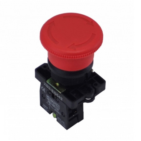 Botão Cogumelo 22mm 1NF com Trava - Metaltex ou Similar