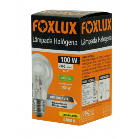 Lâmpada Halógena Clássica Foxlux 100W 127V