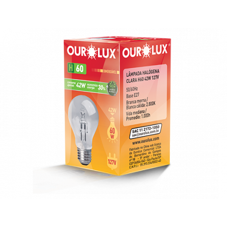 Lâmpada Halógena Bulbo Ourolux 120W 127V