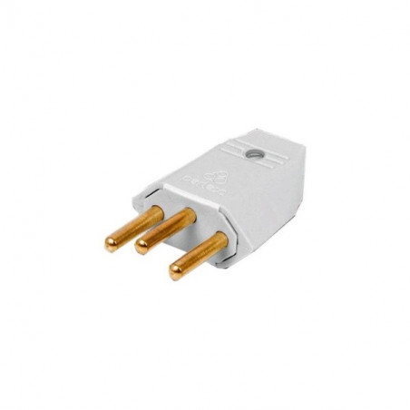Plug Macho 2P+T 10A Cinza - Perlex