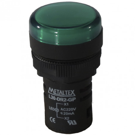 Sinaleiro LED 220V Verde 22MM - Metaltex ou Similar